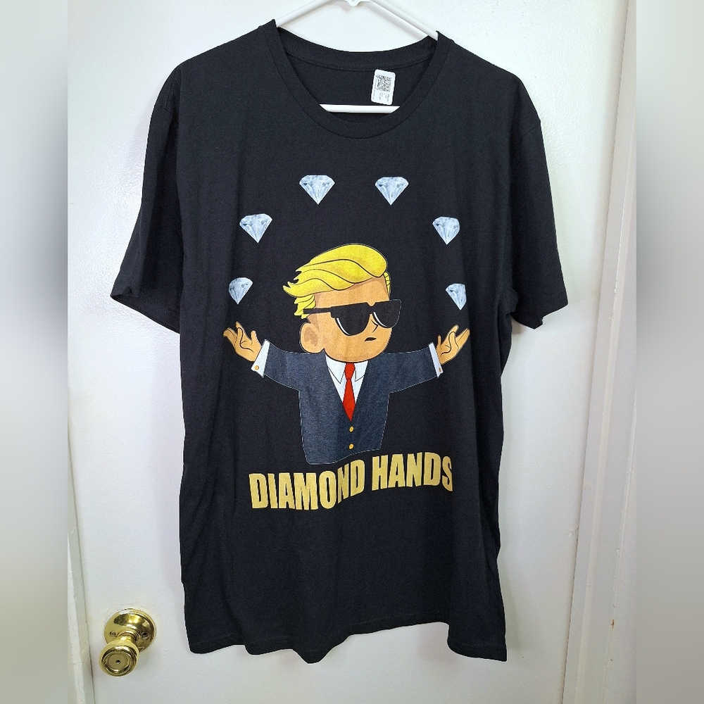 Wall Street Bets Diamond Hands Meme Graphic T-Shirt Black Shortsleeve Unisex